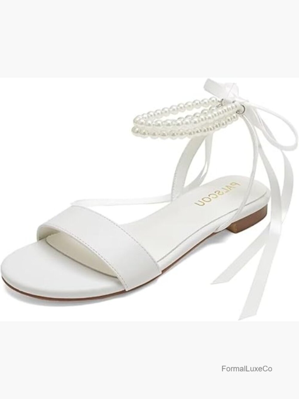 Pearl Embellished Flat Wedding Sandals Bridal Shoes Open Toe